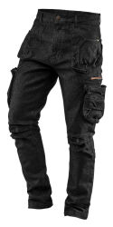 Spodnie robocze jeans bawełna elastan DENIM czarne rozmiar S NEO