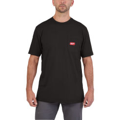 Koszulka T-shirt z kieszonką z krótkim rękawem - czarny MILWAUKEE WTSSBL-L