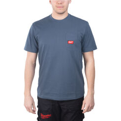 Koszulka T-shirt z kieszonką z krótkim rękawem - niebieski MILWAUKEE WTSSBLU-L